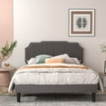 thumbnail image 1 of VECELO Queen Upholstered Platform Bed Frame, Height Adjustable Nailhead Trim Headboard, Easy Assembly/No Box Spring Required, Dark Gray, 1 of 9