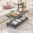 thumbnail image 1 of VECELO Rectangle Coffee Table with Storage Shelf, Modern X-Design Side Metal Frame for Living Room Office, Black, 1 of 10