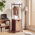 thumbnail image 1 of VECELO Rolling Laundry Basket with Hanging Bar & Lid, Laundry Hamper with Clothes Rack and Wheels, Movable Multipurpose Sorter Basket for Dirty Clothes Storage, for Bathroom, Laundry and Dorm, Brown, 1 of 9
