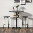 thumbnail image 1 of VECELO Round Bar Table with Built-in Wine Rack, Wooden Top and Sturdy Metal Frame Bistro Pub Table for Home, Kitchen, Cocktail, Black, 1 of 11