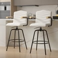 thumbnail image 1 of VECELO Set of 2 Counter Height Swivel Bar Stools with Back and Armrest, Modern Velvet Upholstered Bar Chairs for Kitchen Island, Steel Stool Frame, Beige, 1 of 11