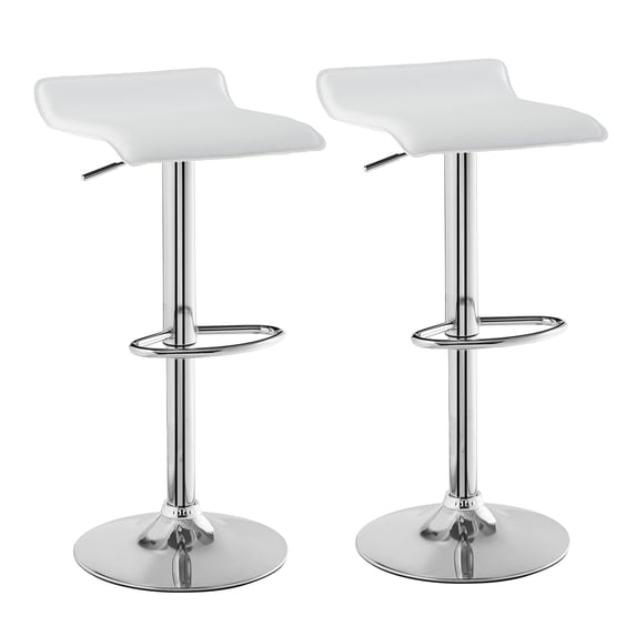 VECELO Set of 2 Bar Stools, Modern Swivel Adjustable Height Counter Barstools with Footrest for Kitchen/Bar/Dining Room/Living Room/Party, White