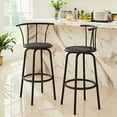 thumbnail image 1 of VECELO Set of 2 Bar Stools, Swivel Round Wood Metal Counter Height Bar Stools with Arc-Shaped Backrest, Charcoal Gray, 1 of 8