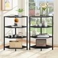 thumbnail image 1 of VECELO Set of 2 Corner Shelf, 4-Tier Corner Bookshelf Small Bookcase Display Rack Plant Stand, Black, 1 of 7