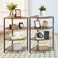 thumbnail image 1 of VECELO Set of 2 Corner Shelf, 4-Tier Corner Bookshelf Small Bookcase Display Rack Plant Stand, Brown, 1 of 8