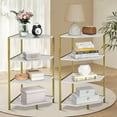 thumbnail image 1 of VECELO Set of 2 Corner Shelf, 4-Tier Corner Bookshelf Small Bookcase Display Rack Plant Stand, Gold, 1 of 7
