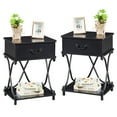 thumbnail image 1 of VECELO Set of 2 Nightstand with 1-Drawer and Storage Shelf, Modern X Design End Side Table, Black, 1 of 10