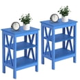 thumbnail image 1 of VECELO Set of 2 Nightstand with 3-Tier Shelves, X-Shaped Sofa Side End Table for Bedroom/Living Room/Office, Dark Blue, 1 of 7