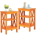 thumbnail image 1 of VECELO Set of 2 Nightstand with 3-Tier Shelves, X-Shaped Sofa Side End Table for Bedroom/Living Room/Office, Orange, 1 of 8