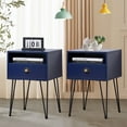 thumbnail image 1 of VECELO Set of 2 Nightstand with Drawer and Open Shelf, Modern Side Table for Living Room/Bedroom/Office, Dark Blue, 1 of 8