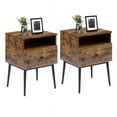 thumbnail image 1 of VECELO Set of 2 Nightstand with Drawer and Shelf, Modern Square Side End Table for Bedroom/Living Room/Office, Antique Brown, 1 of 7