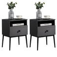 thumbnail image 1 of VECELO Set of 2 Nightstand with Drawer and Shelf, Modern Square Side End Table for Bedroom/Living Room/Office, Gray, 1 of 8