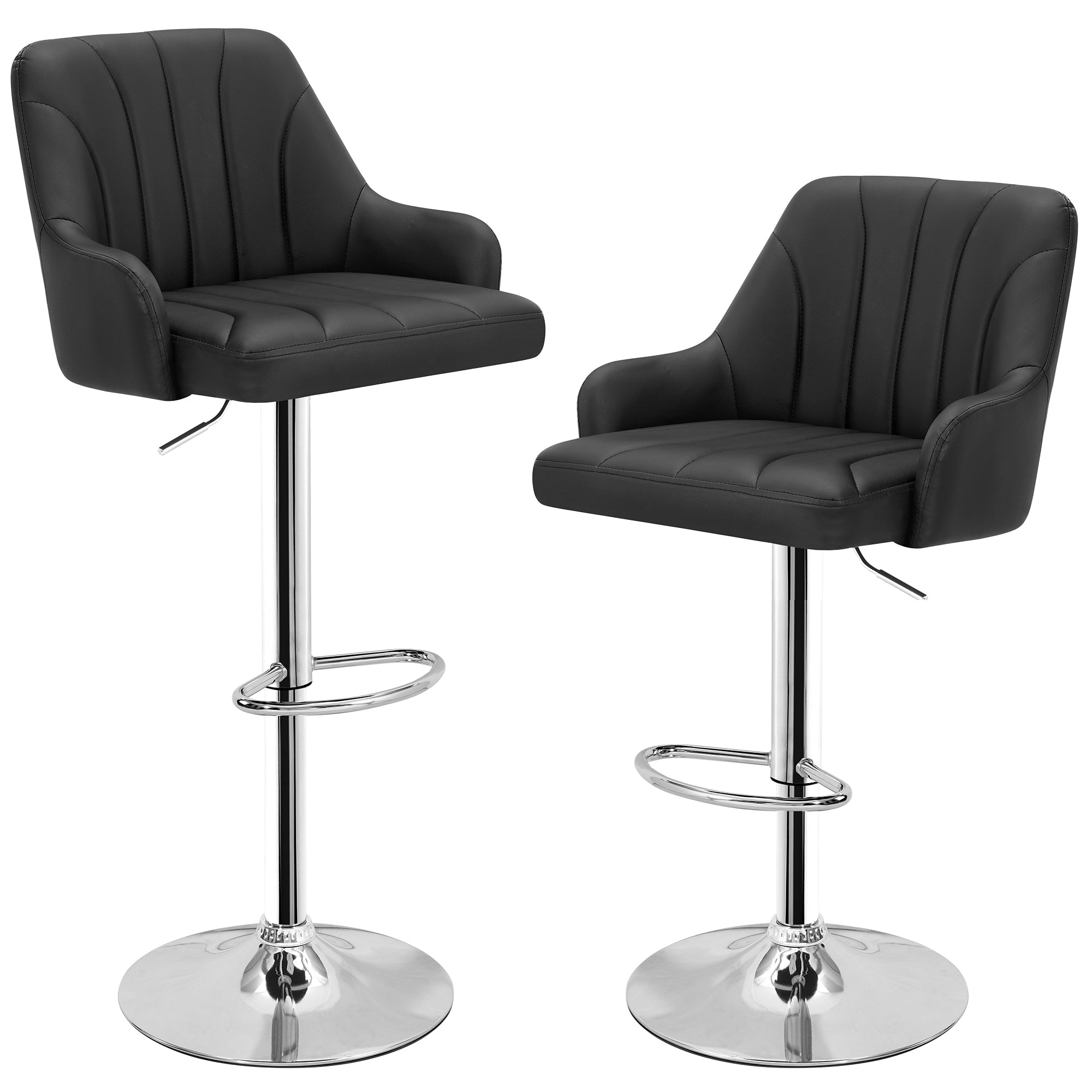 VECELO Set of 2 Swivel Bar Stools, Adjustable Counter Height Barstools