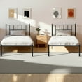 thumbnail image 1 of VECELO Set of 2 Twin Bed Frame with Headboard & Footboard, Metal Platform Bed Frame, No Box Spring Needed, Black, 1 of 9