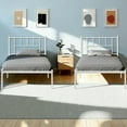 thumbnail image 1 of VECELO Set of 2 Twin Bed Frame with Headboard & Footboard, Metal Platform Bed Frame, No Box Spring Needed, White, 1 of 8