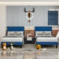 thumbnail image 1 of VECELO Set of 2 Twin Bed Frames, Modern Upholstered Platform Bed Frame with Button Tufted Adjustable Headboard, No Box Spring Needed, Dark Blue, 1 of 11