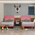 thumbnail image 1 of VECELO Set of 2 Twin Bed Frames, Modern Upholstered Platform Bed Frame with Button Tufted Adjustable Headboard, No Box Spring Needed, Pink, 1 of 10