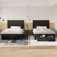 thumbnail image 1 of VECELO Set of 2 Twin Size Bed Frame Leather Upholstered Platform Bed with Drawers and Headboard, Easy To Assemble, No Box Spring Needed, Black, 1 of 12