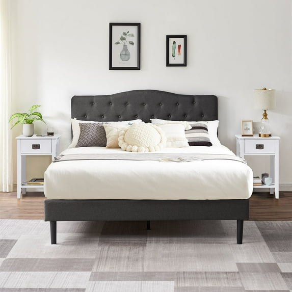 VECELO (Set of 3) Bedroom Set Upholstered Bed Frame and 2 Nightstand