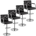 thumbnail image 1 of VECELO Set of 4 Adjustable Height Swivel Bar Stools with Back and Armrest, PU Leather Counter Height Barstools, Gray, 1 of 8