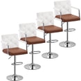 thumbnail image 1 of VECELO Set of 4 Adjustable Height Swivel Bar Stools with Back and Armrest, PU Leather Counter Height Barstools, White and Brown, 1 of 8