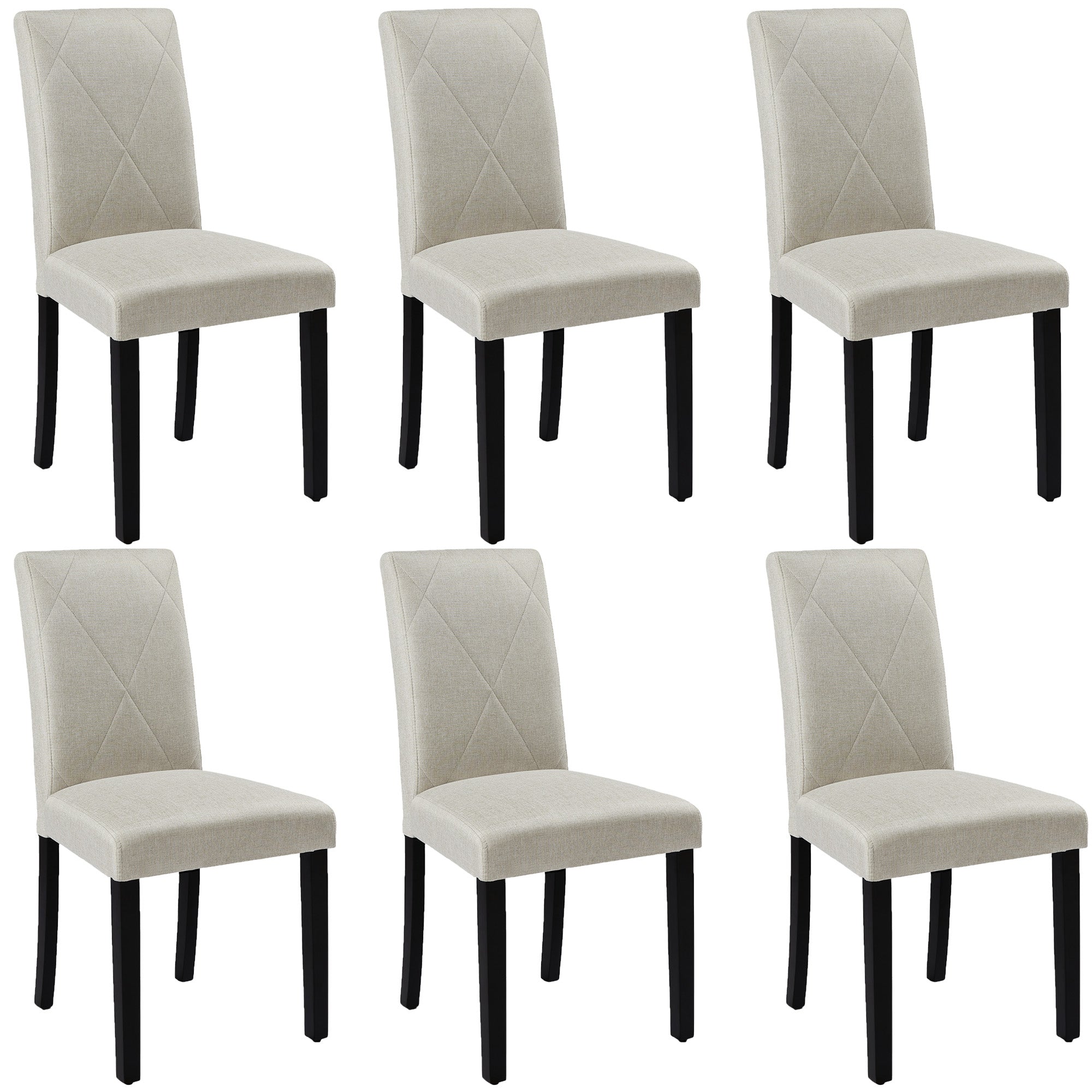 VECELO Set of 6 Dining Chairs, Upholstered PU Leather Dining Room Chair