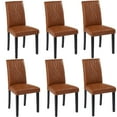 thumbnail image 1 of VECELO Upholstered Dining Chairs, Modern PU Leather High Back Chair with Wood Legs for Kitchen, Living Room, Set of 6, Brown, 1 of 10