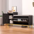 thumbnail image 1 of VECELO Shoe Storage Bench with Flip Drawer, Entryway Cabinet with Adjustable Shelves and Removable Seat Cushion, Black, 1 of 10