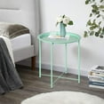 thumbnail image 1 of VECELO Small Round Side End Table, Folding Metal Coffee Table with Removable Tray for Living Room Bedroom Balcony and Office, Light Green, 1 of 6