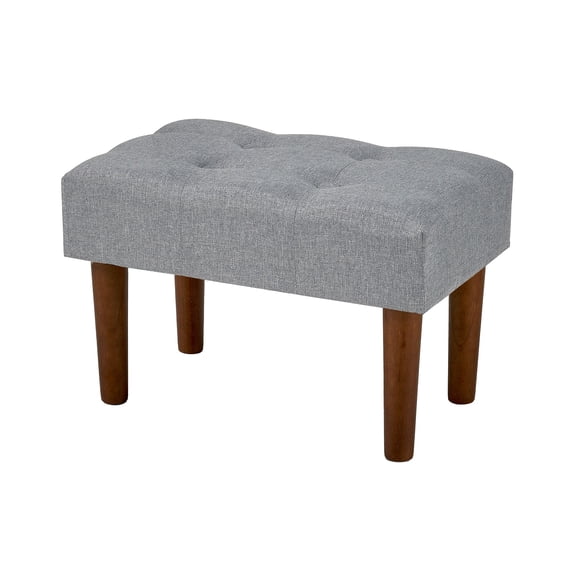VECELO Small Tufted Foot Stool, Upholstered Footrest Ottoman with Legs, Fabric Rectangle Sofa Foot Rest for Living Room, Couch, Gray