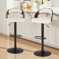 thumbnail image 1 of VECELO Swivel Bar Stools Set of 2, Adjustable Height PU Leather Armless Barstool with Back & Footrest for Bar Kitchen Dining Room, White, 1 of 10