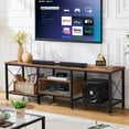 VECELO Industrial Style TV Stand, 75 Inch TV Console with Adjustable