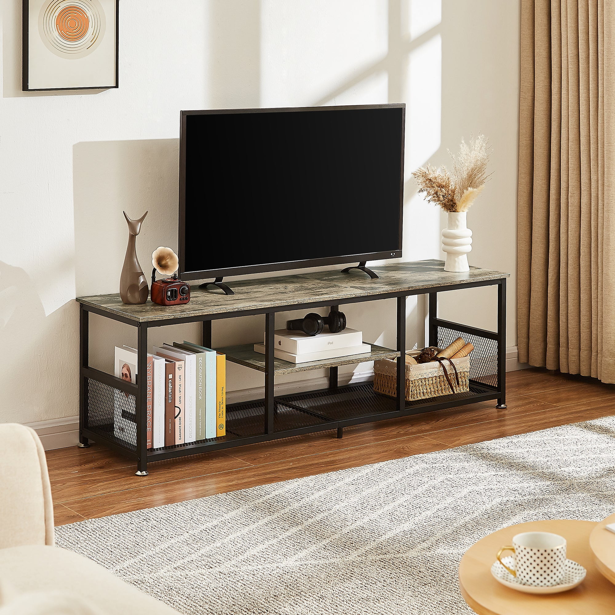 VECELO TV Stand up to 60 Inches Industrial 55.11
