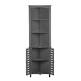 thumbnail image 1 of VECELO Tall Corner Cabinet, Wooden Freestanding Storage Cabinet with 3 Open Shelves & 2 Doors, Adjustable Shelves, Large Capacity Storage Organizer for Bathroom, Living Room, Kitchen, Grey, 1 of 12