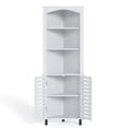 thumbnail image 1 of VECELO Tall Corner Cabinet, Wooden Freestanding Storage Cabinet with 3 Open Shelves & 2 Doors, Adjustable Shelves, Large Capacity Storage Organizer for Bathroom, Living Room, Kitchen, Pure White, 1 of 13