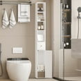 thumbnail image 1 of VECELO Tall Narrow Bathroom Cabinet, Adjustable Shelves Storage Cabinet with Toilet Paper Holder, White, 1 of 9