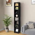 thumbnail image 1 of VECELO Tall Narrow Corner Bookcase, Enclosed Free-Standing Storage Cabinet with Adjustable Shelves, Anti-tilting Device and Dust-Free Organization, Black, 1 of 11