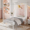 thumbnail image 1 of VECELO Twin Bed Frame, Canopy Bed with Metal Headboard and Footboard, No Box Spring Needed, White, 1 of 8