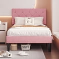 thumbnail image 1 of VECELO Twin Bed Frame, Pink Twin Size Upholstered Bed with Button Tufted Headboard, Easy To Assemble, No Box Spring Needed, Pink, 1 of 7