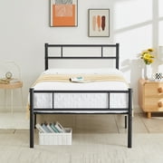 VECELO Twin Bed Frame with Headboard and Footboard, Metal Platform Bed Frame No Box Spring Needed Easy Assembly Mattress Foundation, Twin Size, Black