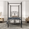 thumbnail image 1 of VECELO Twin Metal Bed Frame, Canopy Four Posters Platform Bed Frame with Headboard & Footboard, No Box Spring Needed, Black, 1 of 7