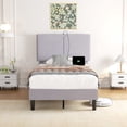 thumbnail image 1 of VECELO Twin Size Bed Frame with Charging Station, Upholstered Platform Bed Frame with Adjustable Headboard, Wooden Slats Support, No Box Spring Needed, Gray, 1 of 7