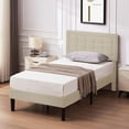 thumbnail image 1 of VECELO Twin Platform Bed Frame with Upholstered Headboard, Adjustable Height Button Tufted Bed Frame  for Bedroom, No Box Spring Needed, Easy Assembly, Beige, 1 of 12