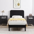 thumbnail image 1 of VECELO Twin Size Bed Frame, Modern Upholstered Platform Bed Frame with Adjustable Headboard, Wooden Slats Support/No Box Spring Needed, Black, 1 of 13