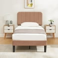thumbnail image 1 of VECELO Twin Size Bed Frame, Modern Upholstered Platform Bed Frame with Adjustable Headboard, Wooden Slats Support/No Box Spring Needed, Coffee, 1 of 12
