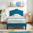 thumbnail image 1 of VECELO Twin Size Bed Frame with Adjustable Headboard, Upholstered Platform Bed with Wood Slat Support, No Spring Box Need, Blue, 1 of 10