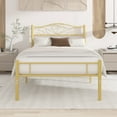 thumbnail image 1 of VECELO Twin Size Metal Bed Frame with Victorian Style Headboard and Footboard, 12.6 Inch Platform Bed Frame with Metal Slats Support, Modern Heavy Duty Mattress Foundation, No Box Spring Needed, Gold, 1 of 9