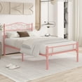 thumbnail image 1 of VECELO Twin Size Metal Bed Frame with Victorian Style Headboard and Footboard, 12.6 Inch Platform Bed Frame with Metal Slats Support, Modern Heavy Duty Mattress Foundation, No Box Spring Needed, Pink, 1 of 8