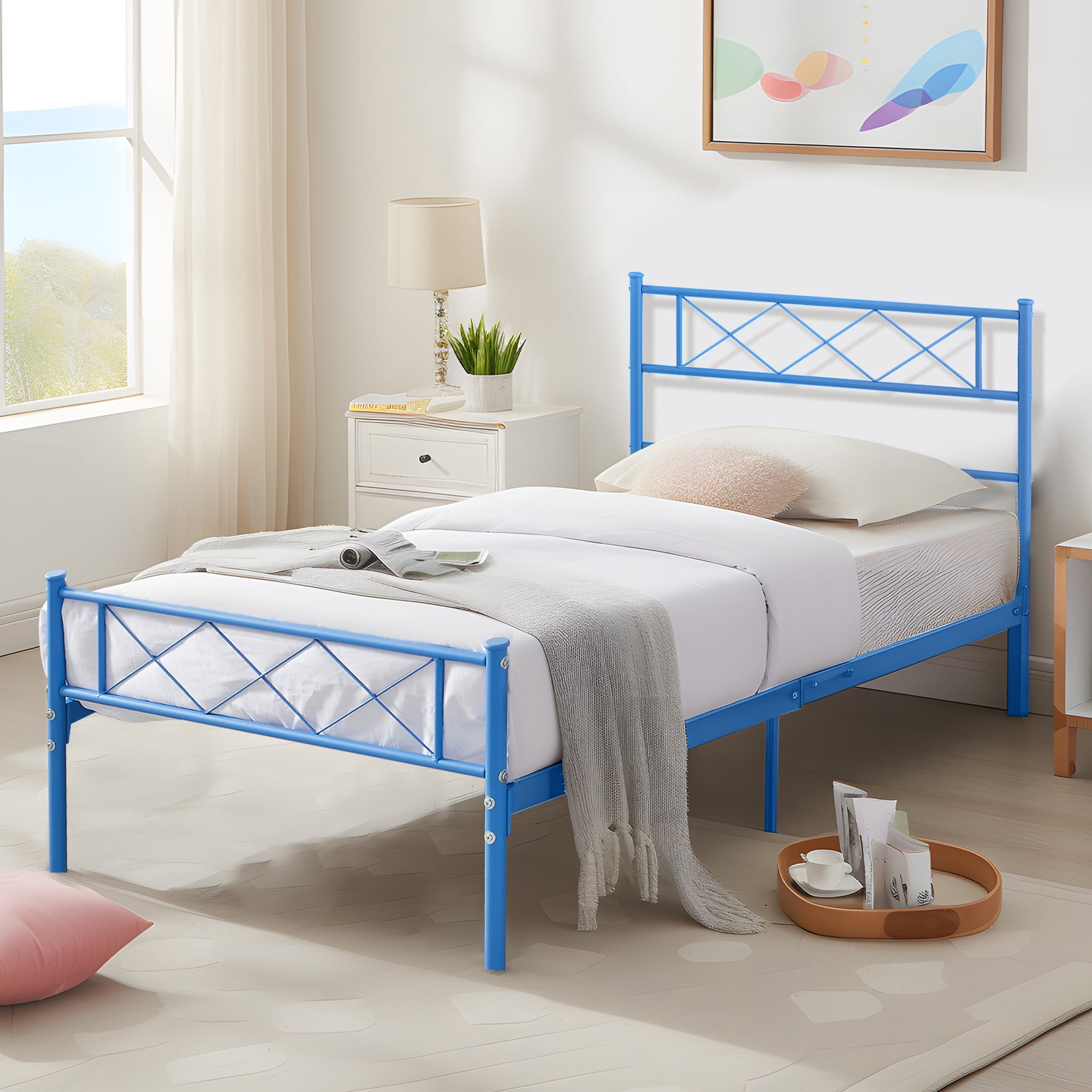 Marjorie Metal Twin Open Frame Bed Blue main image 0