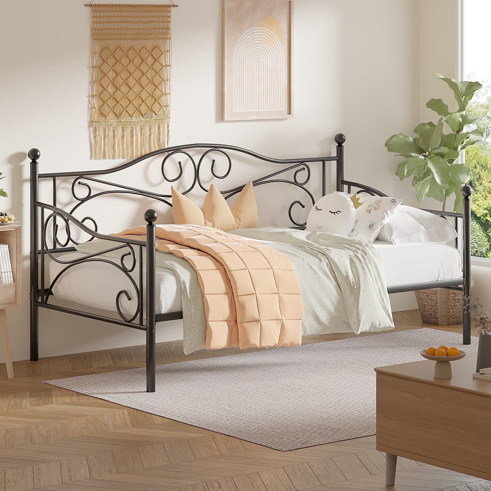 Twin size Modern Black Metal Daybed for Bedroom or Living Room
